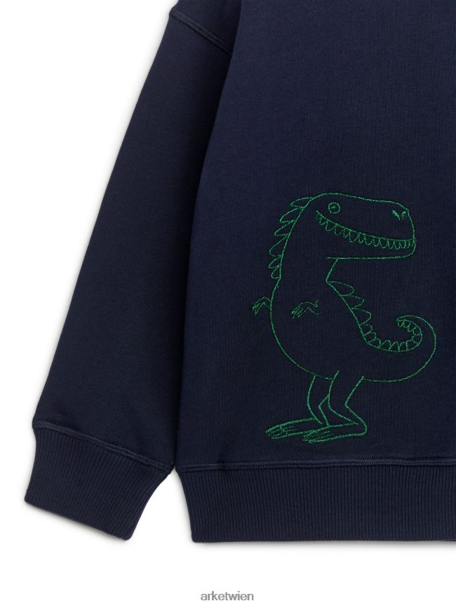 ARKET besticktes Sweatshirt Blau Grün Kinder 8RF08T1503 Kleidung