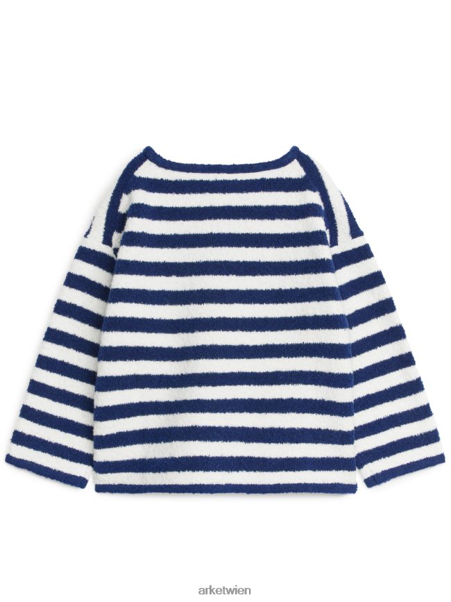 ARKET Flauschiger, kastenförmiger Pullover dunkelblau/weiß Kinder 8RF08T1511 Kleidung