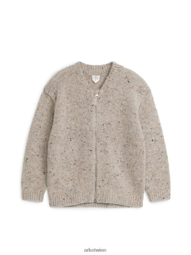 ARKET Strick-Cardigan mit Noppenmuster Beige Kinder 8RF08T1621 Kleidung