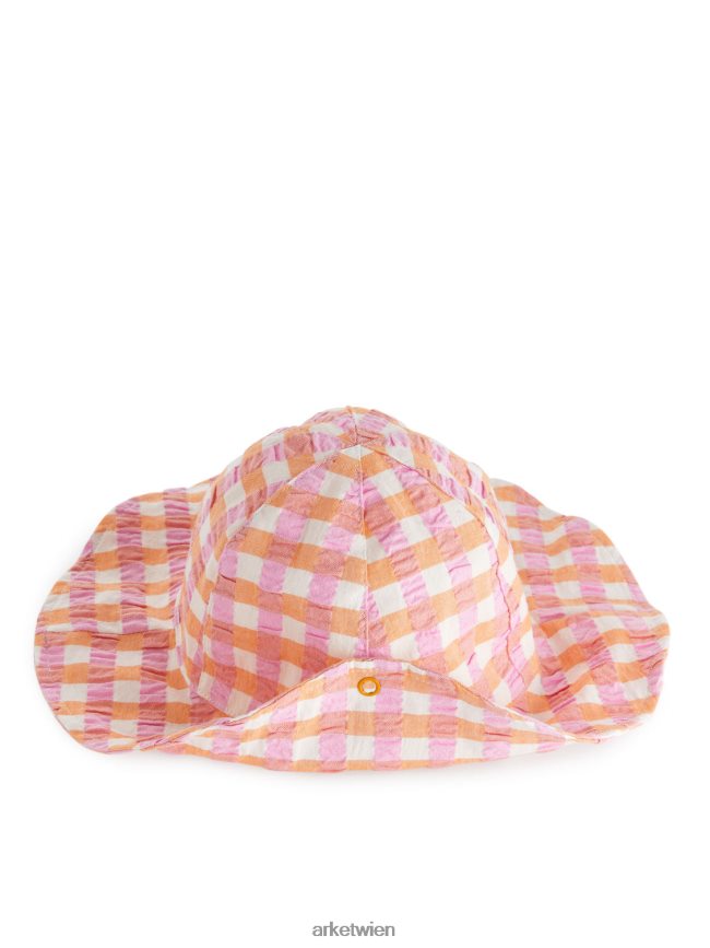 ARKET Sonnenhut aus Seersucker orange/kariert Kinder 8RF08T1636 Zubehör