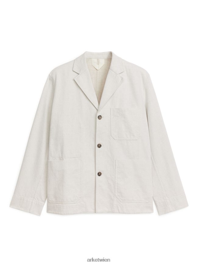 ARKET Lässiger Blazer aus Baumwoll-Leinen cremefarben Männer 8RF08T1154 Kleidung