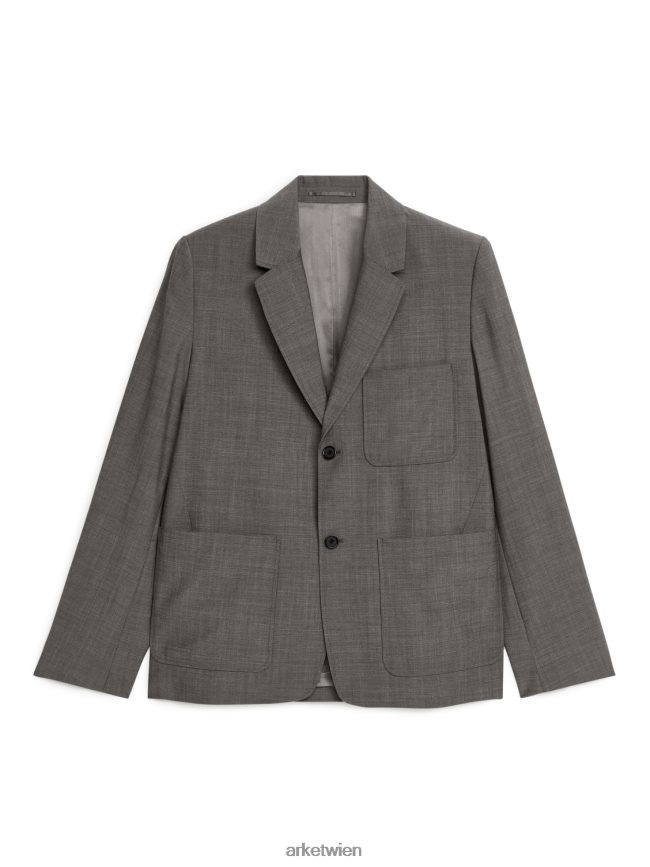 ARKET Leichter Utility-Blazer aus Wolle grau Männer 8RF08T1155 Kleidung