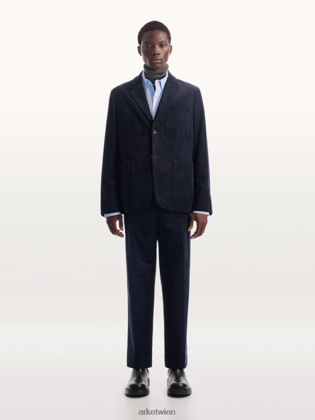 ARKET Schmale Hose aus Hopsackwolle Dunkelblau Männer 8RF08T1075 Kleidung