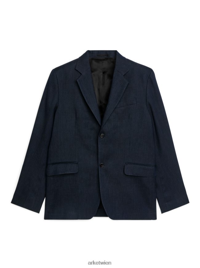 ARKET moderner Blazer Hopsack Dunkelblau Männer 8RF08T1150 Kleidung