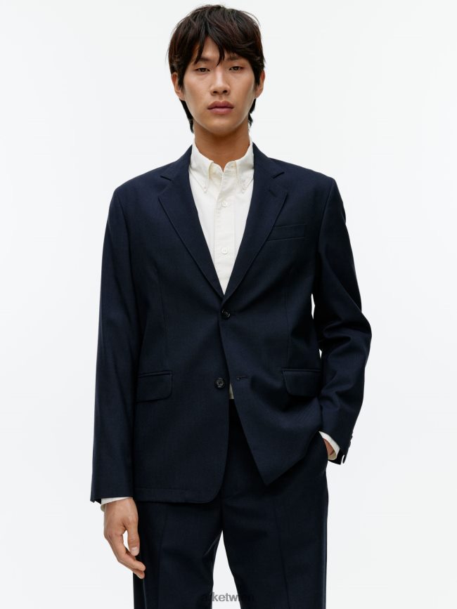 ARKET moderner Blazer Hopsack Dunkelblau Männer 8RF08T1150 Kleidung