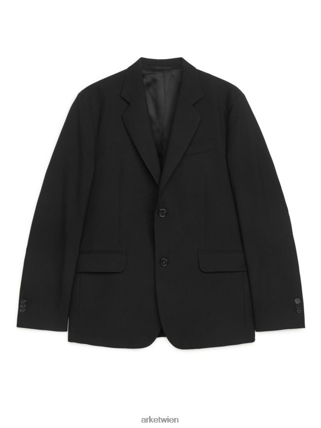 ARKET moderner Blazer Hopsack Schwarz Männer 8RF08T1151 Kleidung