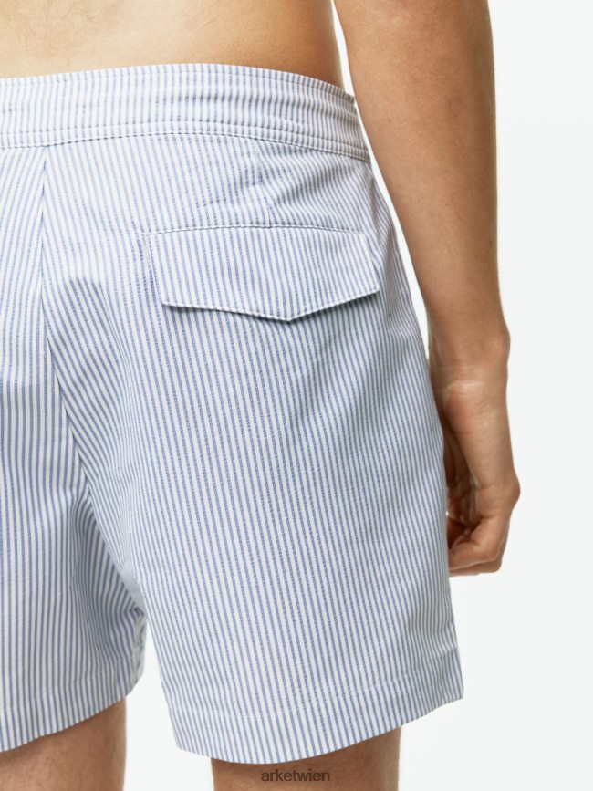 ARKET Badeshorts aus Seersucker weiß Blau Männer 8RF08T1143 Kleidung
