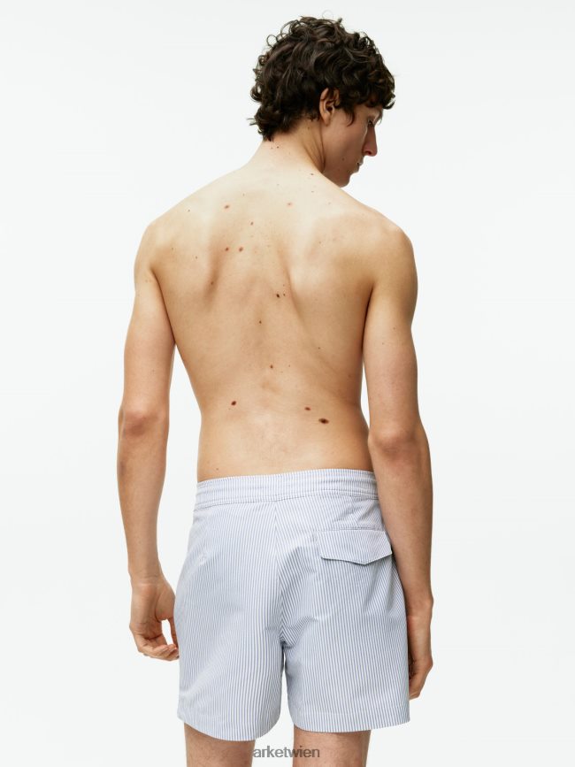 ARKET Badeshorts aus Seersucker weiß Blau Männer 8RF08T1143 Kleidung