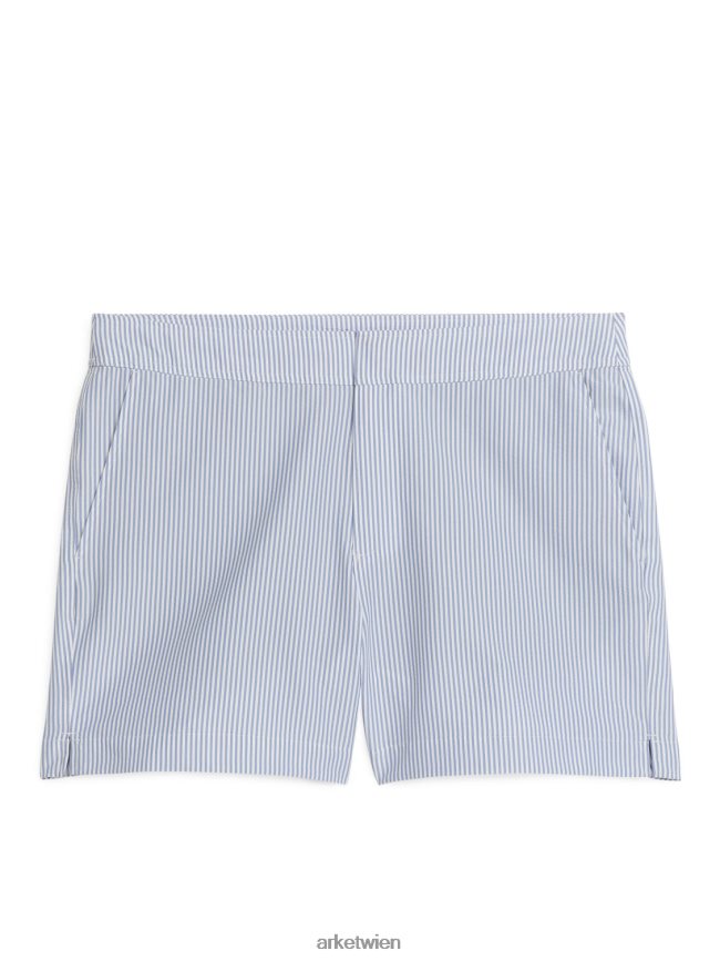 ARKET Badeshorts aus Seersucker weiß Blau Männer 8RF08T1143 Kleidung