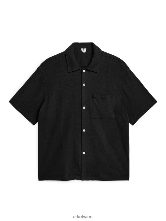 ARKET Hemd aus Bouclé-Jersey Schwarz Männer 8RF08T933 Kleidung