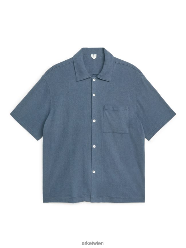 ARKET Hemd aus Bouclé-Jersey Stahlblau Männer 8RF08T937 Kleidung