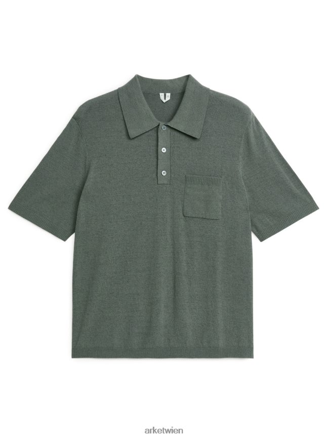 ARKET Kurzarm-Poloshirt Khakigrün Männer 8RF08T1033 Kleidung