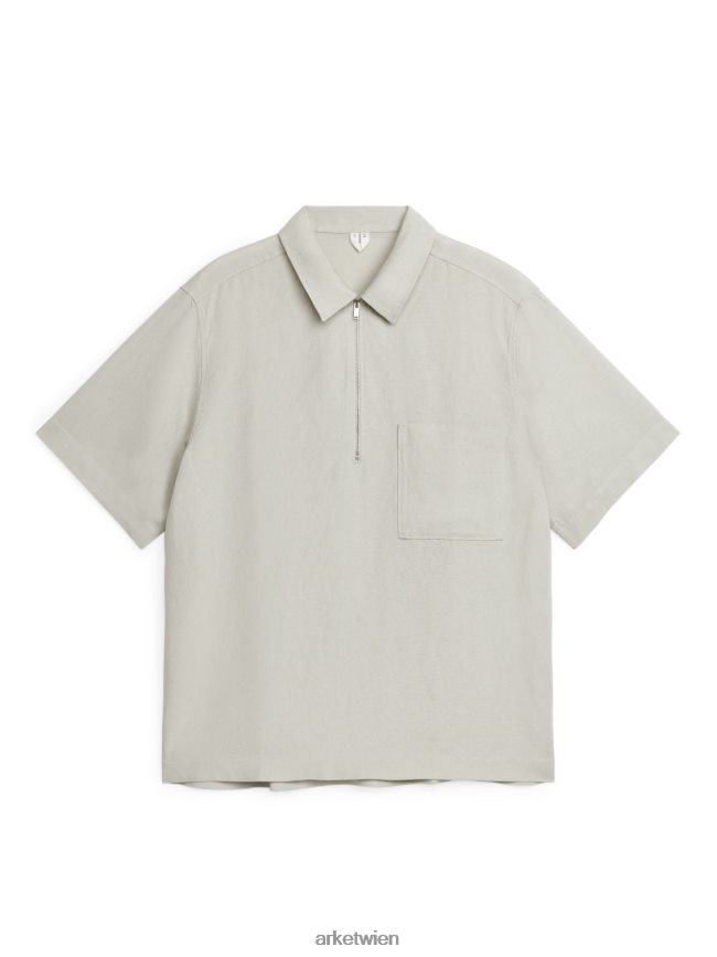 ARKET Kurzarmshirt mit halbem Reißverschluss Sand Männer 8RF08T936 Kleidung