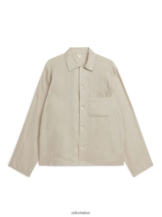 ARKET Leinenhemd Beige Männer 8RF08T948 Kleidung