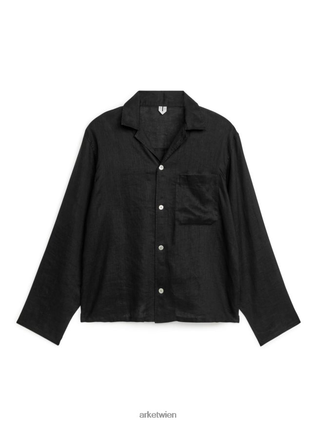 ARKET Leinenhemd Schwarz Männer 8RF08T947 Kleidung