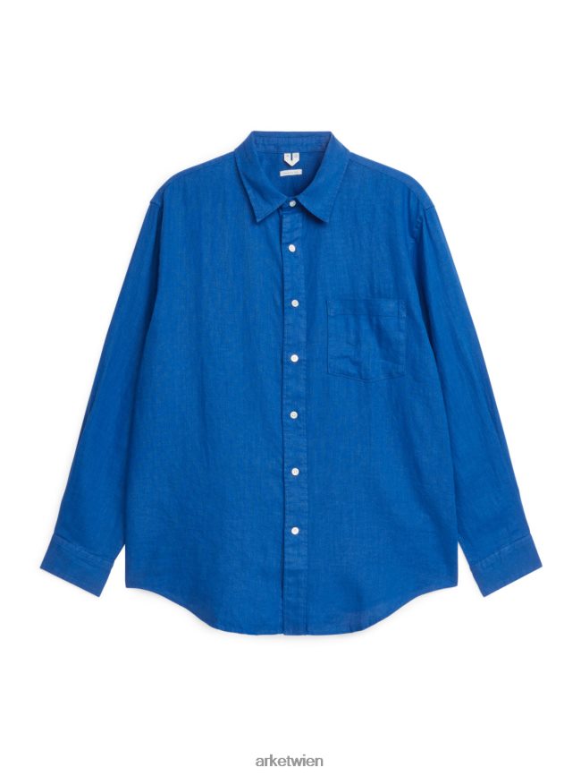 ARKET Leinenhemd mit entspannter Passform Blau Männer 8RF08T939 Kleidung
