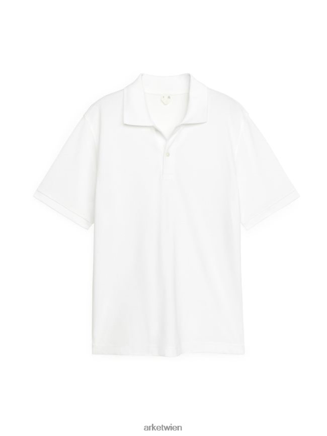 ARKET Piqué-Poloshirt Weiß Männer 8RF08T1044 Kleidung