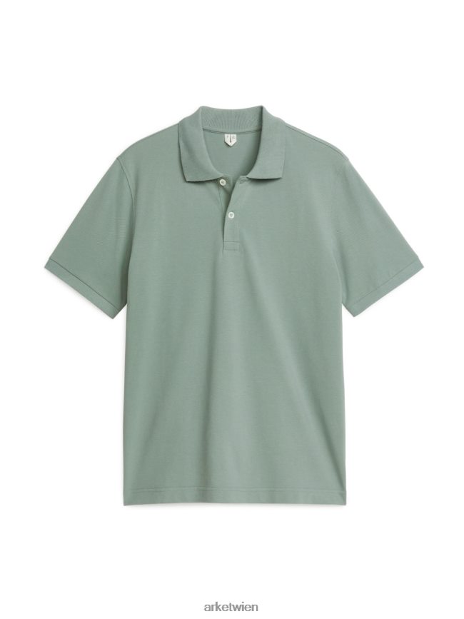 ARKET Piqué-Poloshirt staubiges Grün Männer 8RF08T1034 Kleidung