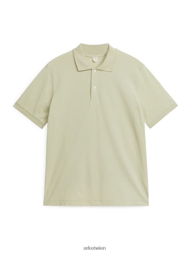 ARKET Piqué-Poloshirt staubiges Hellgrün Männer 8RF08T1041 Kleidung