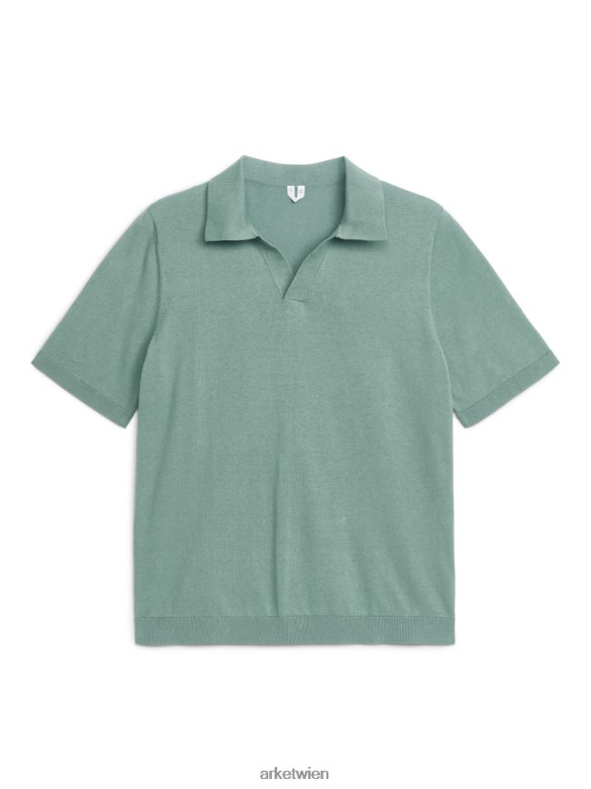 ARKET Poloshirt aus Baumwollleinen Grün Männer 8RF08T1024 Kleidung