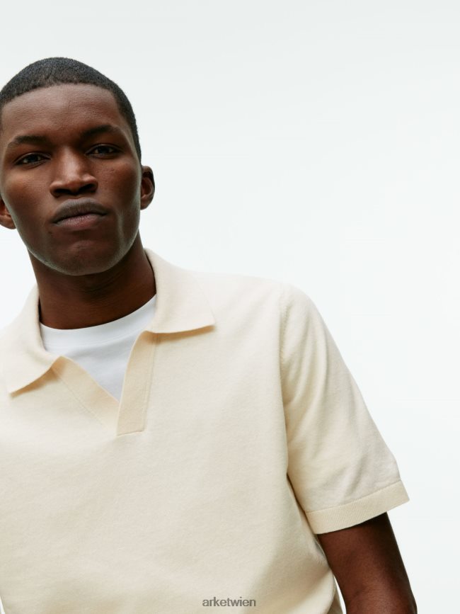 ARKET Poloshirt aus Baumwollleinen cremefarben Männer 8RF08T983 Kleidung