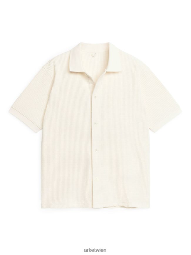 ARKET Waffelstrick-Baumwollhemd cremefarben Männer 8RF08T928 Kleidung