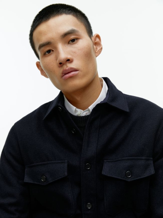 ARKET Überhemd aus Wolle Dunkelblau Männer 8RF08T962 Kleidung