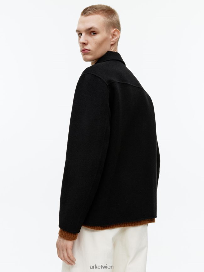 ARKET doppeltes Überhemd Schwarz Männer 8RF08T963 Kleidung