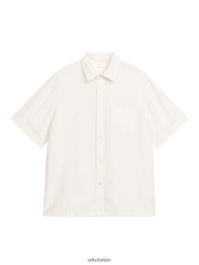 ARKET kurzärmeliges Leinenhemd Weiß Männer 8RF08T932 Kleidung