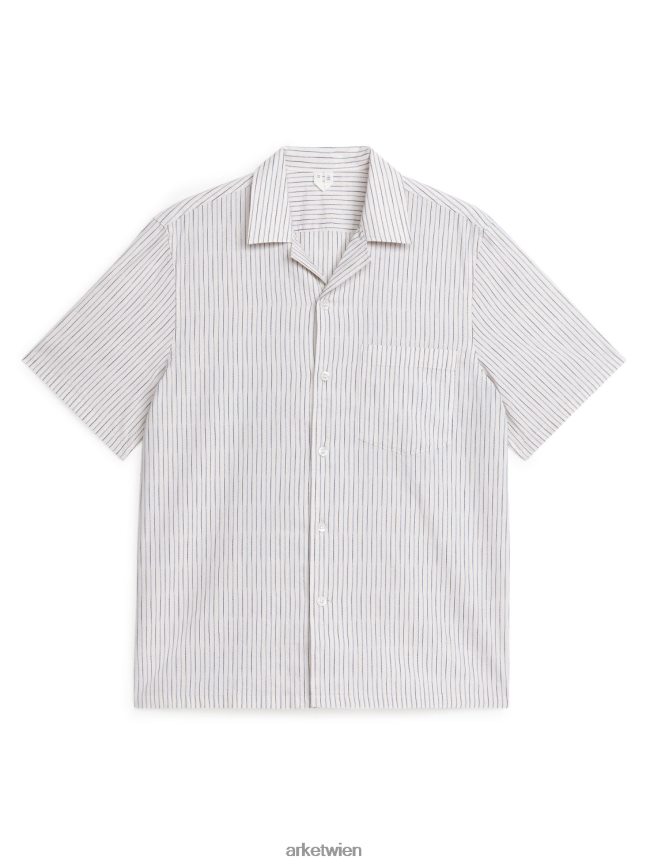 ARKET leichtes Popeline-Hemd weiß Blau Männer 8RF08T927 Kleidung