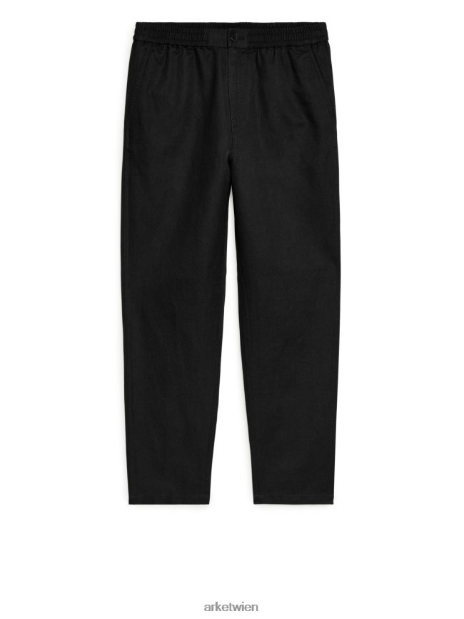 ARKET Leinenhose mit Kordelzug Schwarz Männer 8RF08T1053 Kleidung