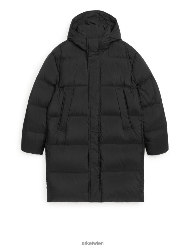 ARKET Lange Daunenjacke Schwarz Männer 8RF08T1171 Kleidung