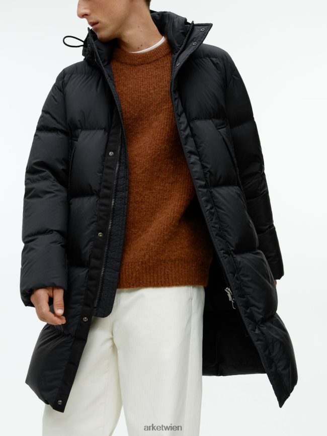 ARKET Lange Daunenjacke Schwarz Männer 8RF08T1171 Kleidung