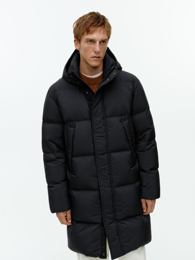 ARKET Lange Daunenjacke Schwarz Männer 8RF08T1171 Kleidung