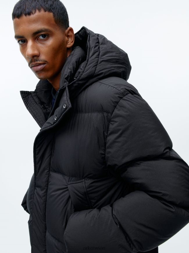 ARKET Lange Daunenjacke Schwarz Männer 8RF08T1171 Kleidung