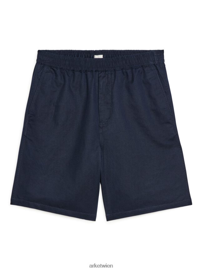 ARKET Shorts aus Baumwoll-Leinen mit Kordelzug Dunkelblau Männer 8RF08T1119 Kleidung