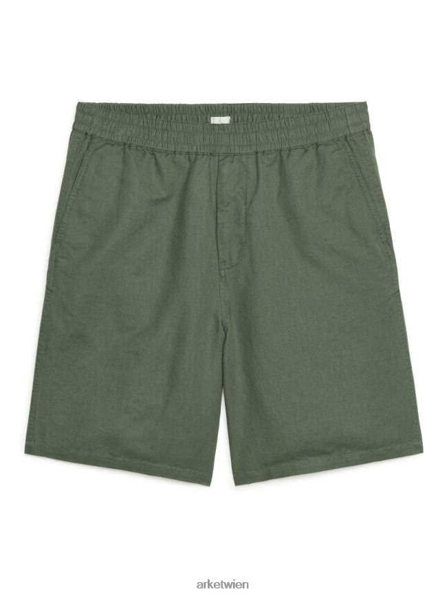ARKET Shorts aus Baumwoll-Leinen mit Kordelzug Khakigrün Männer 8RF08T1122 Kleidung
