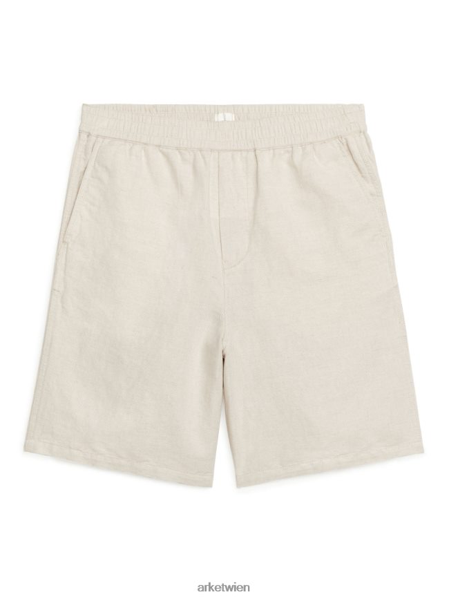 ARKET Shorts aus Baumwoll-Leinen mit Kordelzug hell beige Männer 8RF08T1118 Kleidung
