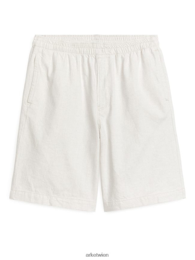 ARKET Shorts aus Baumwollleinen mit Kordelzug cremefarben Männer 8RF08T1120 Kleidung