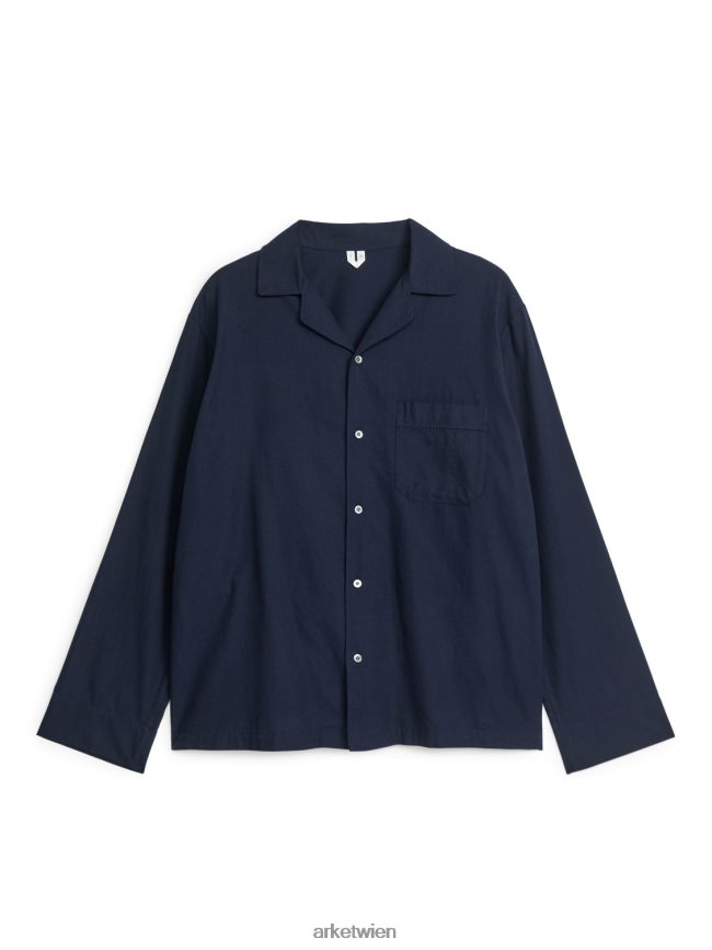 ARKET Pyjamahemd aus Flanell Dunkelblau Männer 8RF08T1250 Kleidung