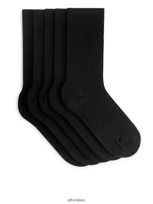 ARKET Baumwollrippsocken im 5er-Set Schwarz Männer 8RF08T569 Kleidung