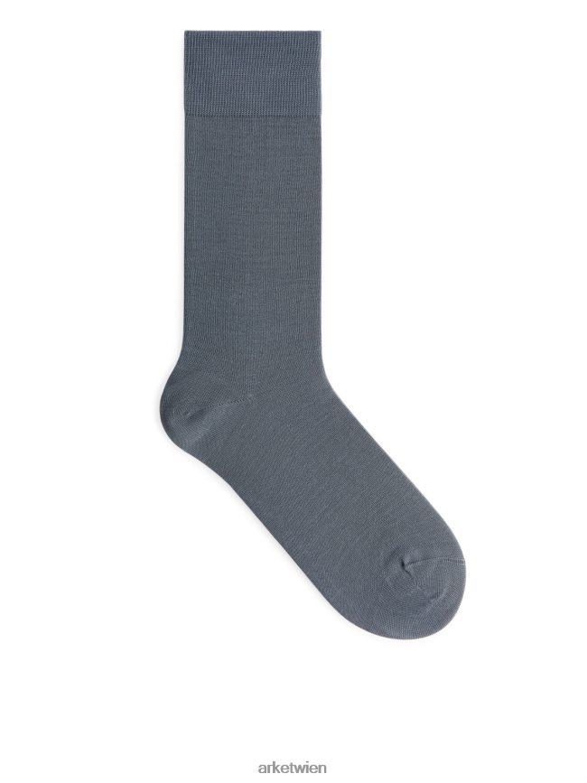 ARKET Einfarbige Socken aus mercerisierter Baumwolle Blau Männer 8RF08T1246 Kleidung