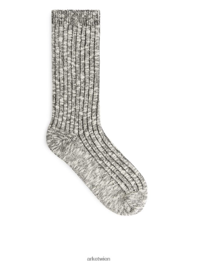 ARKET Grobstricksocken Schwarz-Weiss Männer 8RF08T581 Kleidung