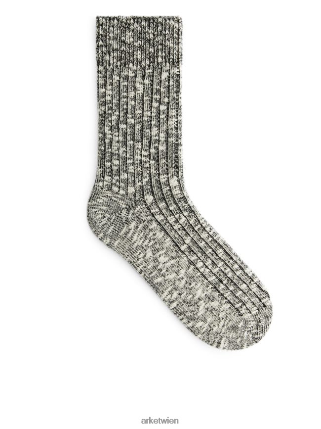 ARKET Grobstricksocken Schwarz-Weiss Männer 8RF08T581 Kleidung
