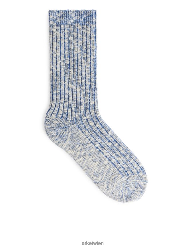 ARKET Grobstricksocken blaue Melange Männer 8RF08T577 Kleidung