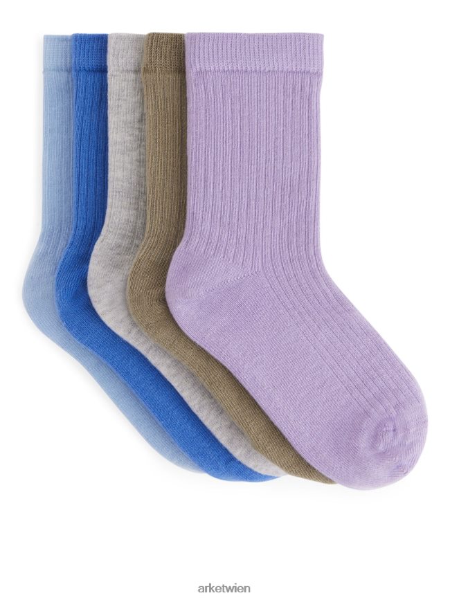 ARKET Rippstricksocken blau/lila/khaki/grau Männer 8RF08T1603 Kleidung