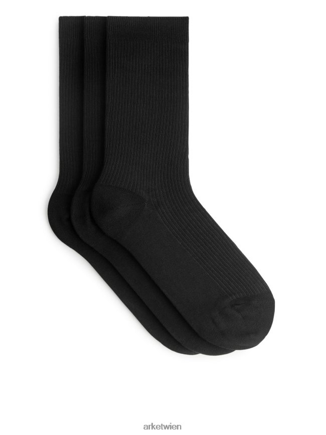 ARKET Socken aus Baumwollripp Schwarz Männer 8RF08T578 Kleidung