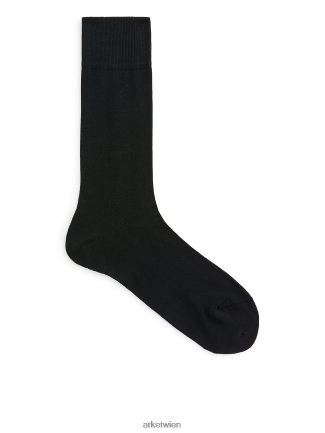 ARKET Socken aus mercerisierter Baumwolle, einfarbig Schwarz Männer 8RF08T1237 Kleidung