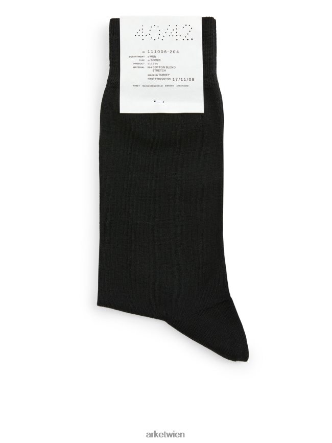 ARKET Socken aus mercerisierter Baumwolle, einfarbig Schwarz Männer 8RF08T1237 Kleidung