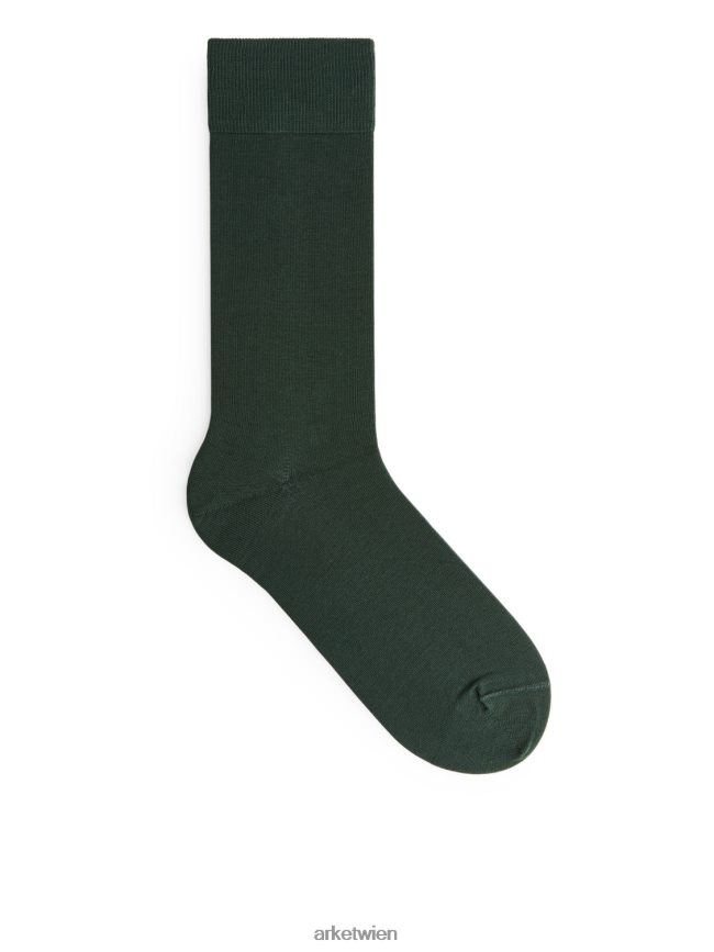 ARKET Socken aus mercerisierter Baumwolle, einfarbig dunkles Waldgrün Männer 8RF08T1240 Kleidung